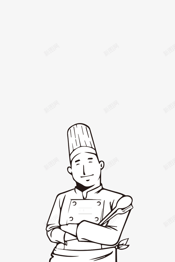 手绘厨师大勺png免抠素材_新图网 https://ixintu.com 厨师 厨师帽 大勺 手绘