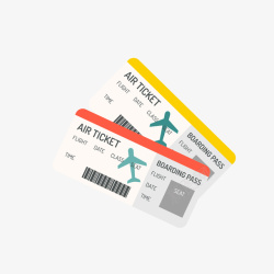 两张灰色登机飞机票矢量图素材