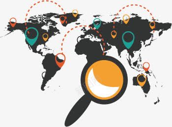探索世界png免抠素材_新图网 https://ixintu.com 地图 放大镜 旅游 物流 运输