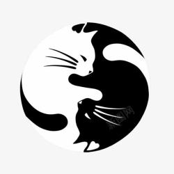 手绘黑乌鸦手绘黑白猫抽象高清图片