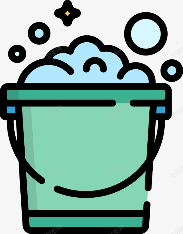一桶泡沫水手绘图png免抠素材_新图网 https://ixintu.com 手绘图 打扫卫生 提水桶 水桶 泡沫 泡沫水 清洁