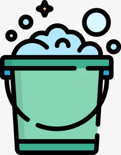 清洁桶一桶泡沫水手绘图高清图片