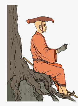 僧侣沉思手绘插图僧侣高清图片