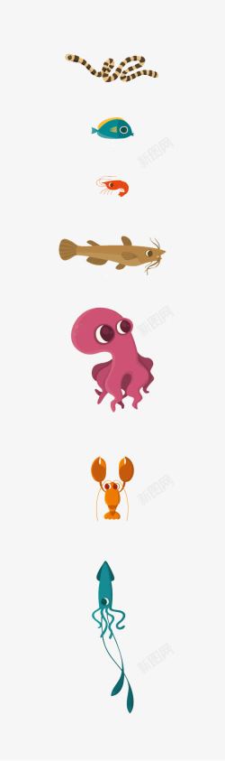 紫色章鱼卡通手绘动物高清图片