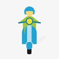 绿色摩托绿色外卖小人摩托车快递图标高清图片