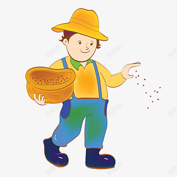 播种的农民png免抠素材_新图网 https://ixintu.com 农民 卡通 帅气的 帽子 播种 男人 简笔 篮子