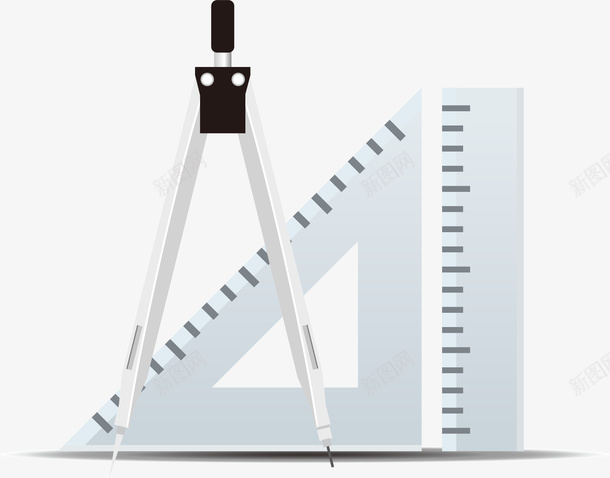数学工具直尺圆规矢量图ai免抠素材_新图网 https://ixintu.com 三角尺 圆规 学习 尺规 教育 数学 白色 直尺PNG 矢量图 银色圆规图像