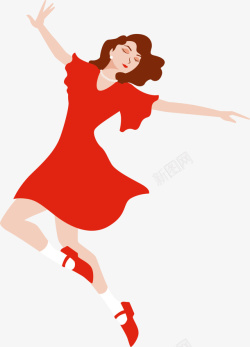 红衣美丽跳舞女孩素材