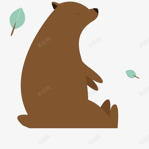 棕色小熊动物png免抠素材_新图网 https://ixintu.com 动物 卡通 可爱 可爱熊熊 叶子 棕色 秋天 落叶