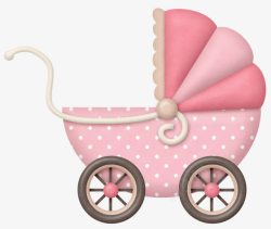 粉色婴儿车手绘粉色卡通婴儿车高清图片