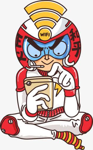 WIFI超人png免抠素材_新图网 https://ixintu.com WIFI 互联网 卡通超人 玩手机 超人