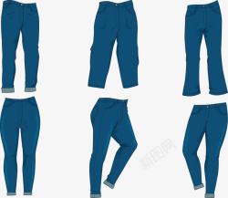 设计喇叭裤手绘蓝色牛仔裤高清图片