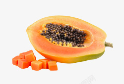 属半灌木鲜红的营养被切小块的熟木瓜实物高清图片