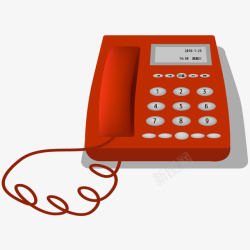 手绘的座机手绘办公室红色电话插画矢量图高清图片