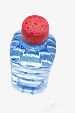 带吸管瓶子透明解渴带水珠俯视图塑料瓶饮用高清图片