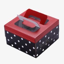 小丑烘焙手提盒子黑红波点蛋糕盒高清图片