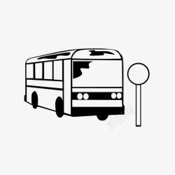 汽车交车流程坐公交车和站牌高清图片