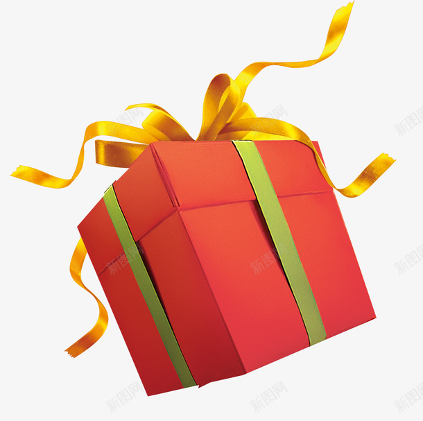 金黄色丝带礼物盒png免抠素材_新图网 https://ixintu.com 礼品 礼物盒 红色礼物盒 金黄色丝带