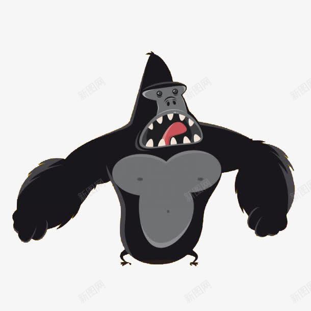 咆哮的黑猩猩png免抠素材_新图网 https://ixintu.com 动物 强壮的 黑色