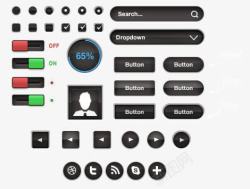 ui黑色导航栏UI按钮控件工具包图标高清图片