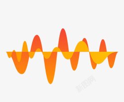 橙色扁平声波曲线素材