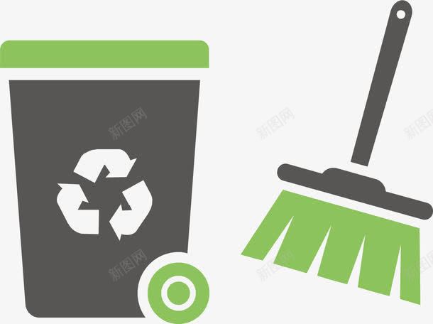 扫把垃圾png免抠素材_新图网 https://ixintu.com 不要乱丢垃圾 丢垃圾 垃圾入篓 垃圾箱 扔垃圾 扫把 环保
