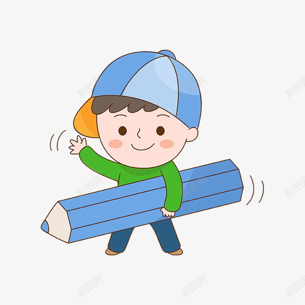 拿着画笔的小孩子png免抠素材_新图网 https://ixintu.com 小朋友 帽子 画笔 蓝色