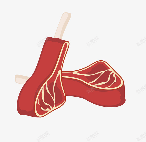 卡通扁平化排骨矢量图eps免抠素材_新图网 https://ixintu.com 卡通排骨 扁平化排骨 排骨 排骨png 猪排骨 猪肉 矢量排骨 矢量图