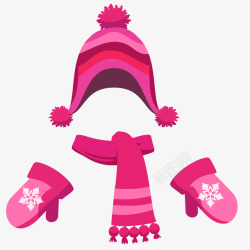 女式围巾女式帽子围巾套装插画矢量图高清图片