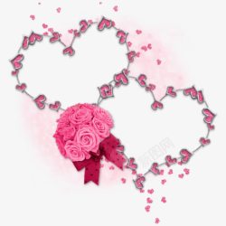 爱心画框素材粉色玫瑰花心形边框高清图片