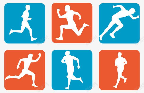 各种跑步姿势标图标png_新图网 https://ixintu.com png图片 png图片素材 免费png 免费png素材 橙色 白色 蓝色 跑步 运动人 运动素材