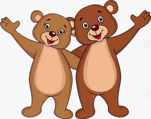 两只小熊打招呼png免抠素材_新图网 https://ixintu.com 两只 卡通 卡通人物 卡通打招呼 卡通礼貌 小熊 打招呼 棕熊 棕色 问好