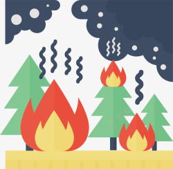 可燃着火的森林矢量图高清图片