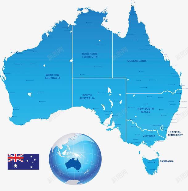 澳洲城市地图png免抠素材_新图网 https://ixintu.com 国旗 城市 大洋洲 澳大利亚地图 首都
