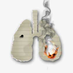 燃烧的香烟燃烧的肺型纸张创意禁烟图高清图片