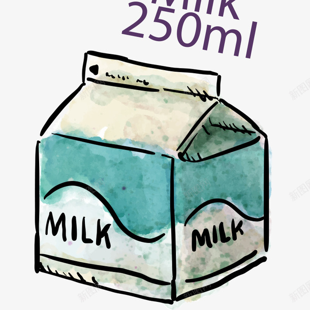 鲜牛奶png免抠素材_新图网 https://ixintu.com 手绘牛奶 牛奶 盒装