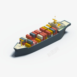 轮船模型运送货物的可爱货船高清图片