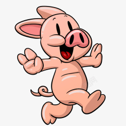 小猪奔跑矢量卡通奔跑的小猪动物矢量图高清图片