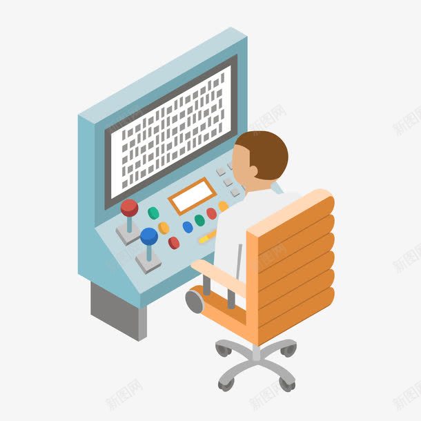 程序员工作png免抠素材_新图网 https://ixintu.com 卡通 员工 手绘 操控台 椅子 电脑 程序员 立体 黑客小人