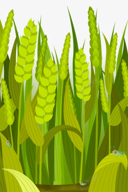 大麦仁手绘卡通风景叶子大麦高清图片