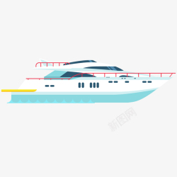 浅蓝色海运船客船邮轮卡通插画矢量图高清图片