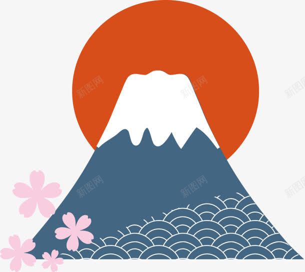 卡通富士山元素png免抠素材_新图网 https://ixintu.com 元素 卡通 富士山 美丽的富士山