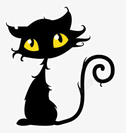 女巫黑猫万圣节黄色眼睛小猫高清图片