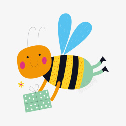 黑色蜜蜂送礼物的卡通蜜蜂高清图片