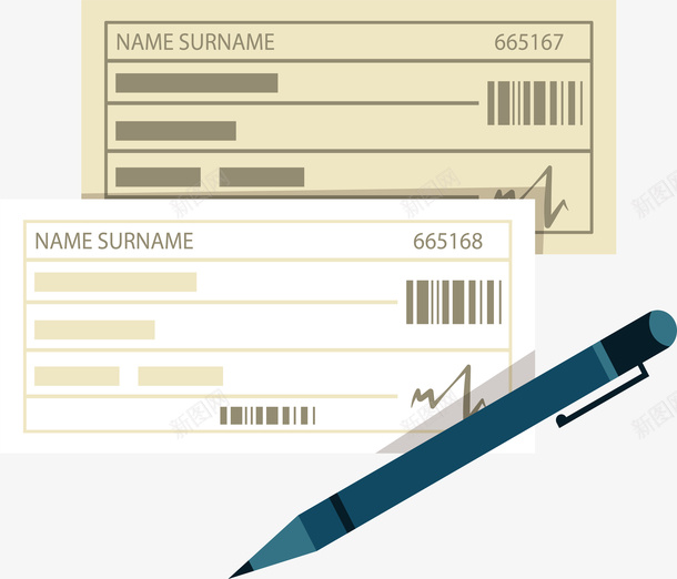 签名支票本矢量图ai免抠素材_新图网 https://ixintu.com 开支票 支票 支票本 支票签名 矢量png 签名 矢量图