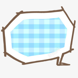 蓝色方格布艺八边形对话框素材