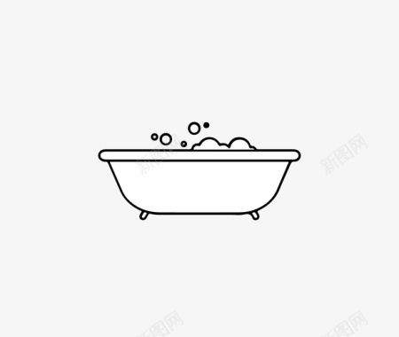 浴缸气泡图标矢量图图标