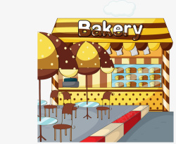 面包甜品店卡通街边面包小店矢量图高清图片