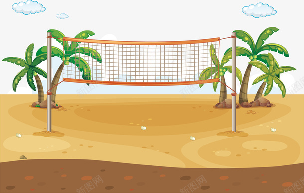 夏日沙滩排球场png免抠素材_新图网 https://ixintu.com 夏日度假 排球网 沙滩 沙滩排球 矢量素材