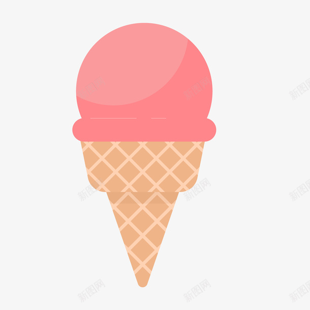 扁平化冰淇淋食物png免抠素材_新图网 https://ixintu.com 冰淇淋 卡通 扁平化 甜筒 粉红色 食物